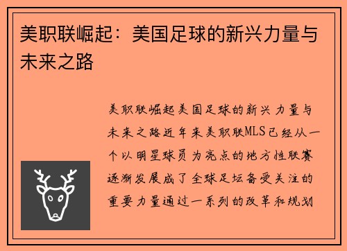 美职联崛起：美国足球的新兴力量与未来之路